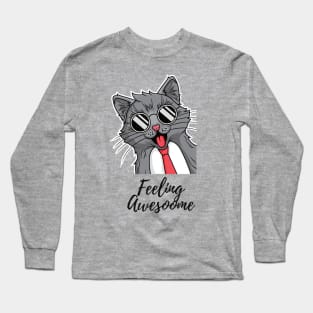 Cat feeling awesome design Long Sleeve T-Shirt